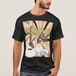Nashville Cat White Persian med White F Guitar T Shirt