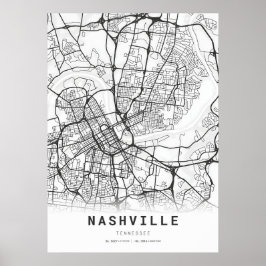 Nashville City Karta Poster