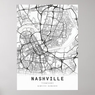 Nashville City Karta Poster