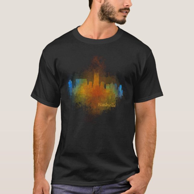 Nashville city Skyline in Tennessee v4 Dark T Shirt (Framsida)