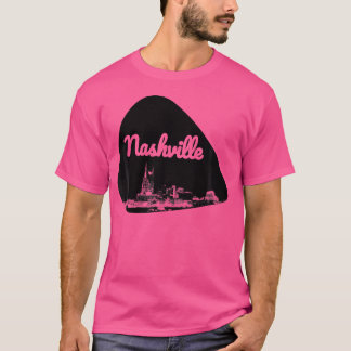 Nashville City Skyline på Gitarr Plektrum T Shirt