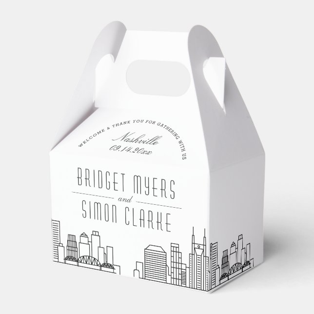 Nashville | City Skyline Wedding Favor Presentaskar (Framsidan Sidan)