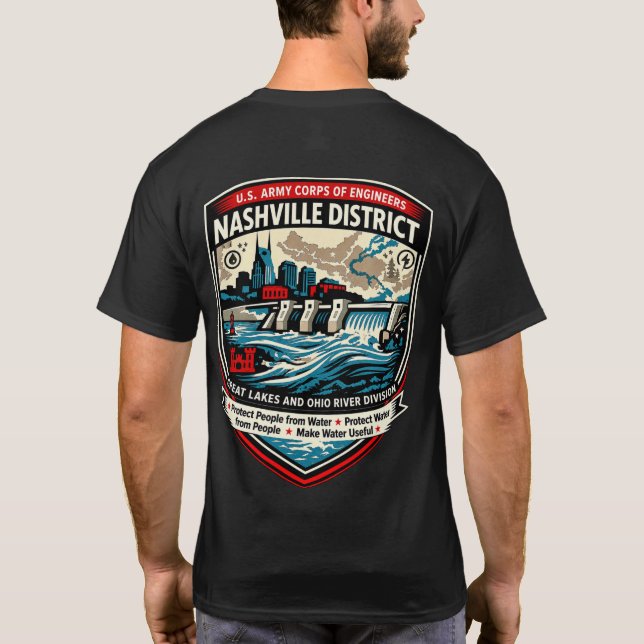 Nashville Corps of Engineers sköld T Shirt (Baksida)