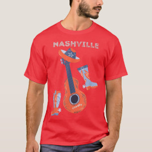 Nashville cowboystövlar, cowboyhatt och gitarr t shirt