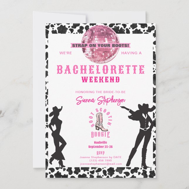 Nashville Cowgirl Disco Rodeo Bachelorette Helg Inbjudningar (Framsida)
