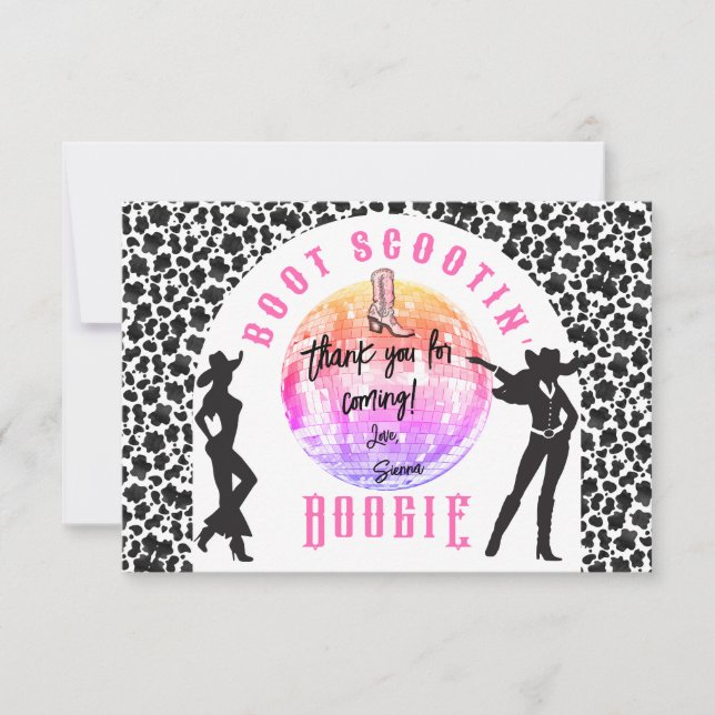 Nashville Cowgirl Disco Rodeo Bachelorette Helg Tack Kort (Framsida)