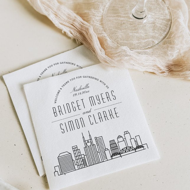 Nashville Deco Skyline | Bröllop Event Napkins Pappersservett (Skapare uppladdad)