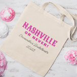 Nashville eller aldrig Shock rosa Retro Bacheloret Tygkasse<br><div class="desc">Nashville eller aldrig Shock rosa Retro Bachelorette Tote Bag,  anpassa det med ditt eget namn och din egen text.</div>