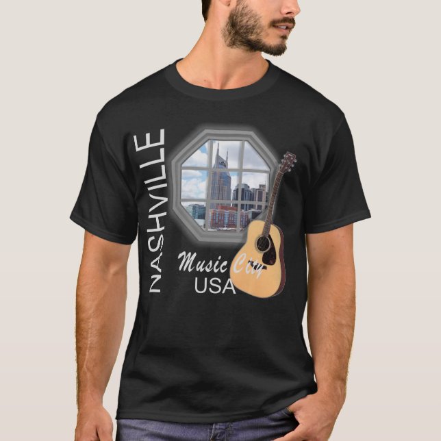 Nashville fönster på musikmanar mörka T-tröja T Shirt (Framsida)