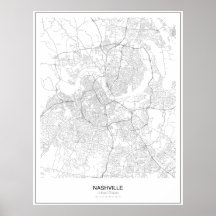 Nashville, Förenade Stater-Karta Poster