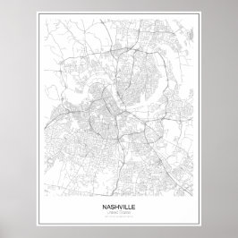 Nashville, Förenade Stater-Karta Poster
