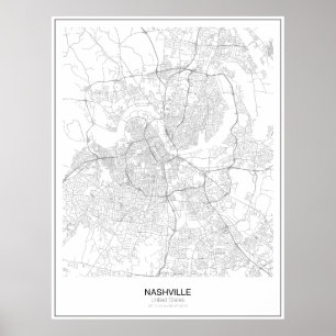 Nashville, Förenade Stater-Karta Poster