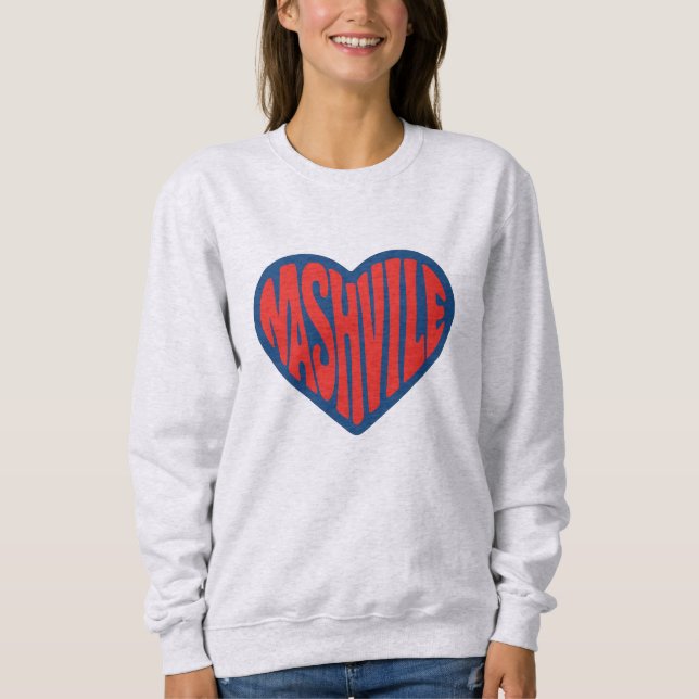 Nashville Groovy Heart Design - Retro Psychedelic T Shirt (Framsida)