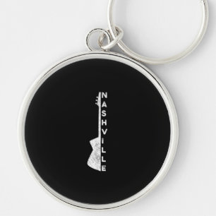 Nashville Guitar Land Music Älskare Gifts Rund Silverfärgad Nyckelring