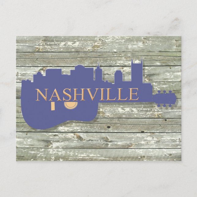 Nashville Guitar Skyline Postcard Vykort (Framsida)