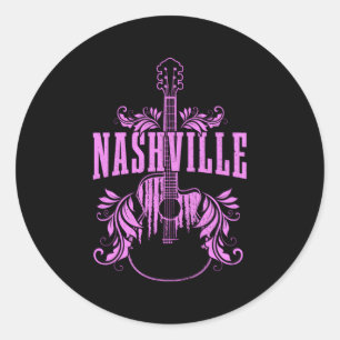 Nashville Guitar Tennessee Land Music City Runt Klistermärke