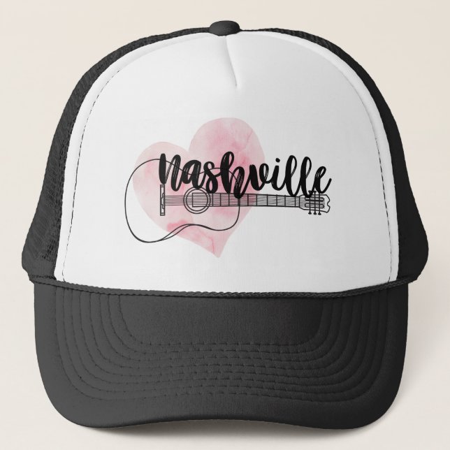 Nashville Guitar-vattenfärgsdesign Keps (Framsida)