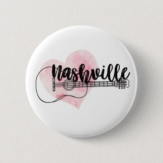 Nashville Guitar-vattenfärgsdesign Knapp