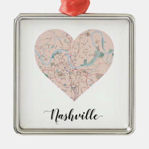 Nashville hjärtakarta julgransprydnad metall