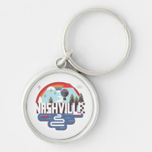 Nashville In Design Rund Silverfärgad Nyckelring