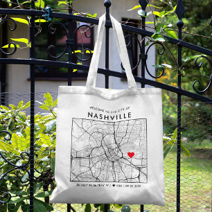 Nashville Kärlek Locator City Karta Bröllop Välk Tygkasse