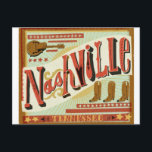 Nashville, Land Theme Vykort<br><div class="desc">Land musik älskare? Du kärlekar det här vykortet! En påstående med stövlar och gitarr.</div>