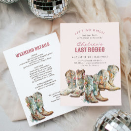 Nashville Last Rodeo Boots Bachelorette Party Inbjudningar