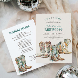 Nashville Last Rodeo Boots Bachelorette Party Inbjudningar