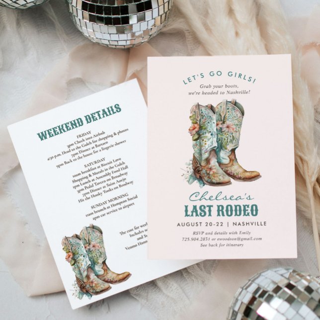 Nashville Last Rodeo Boots Bachelorette Party Inbjudningar (Skapare uppladdad)