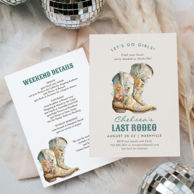 Nashville Last Rodeo Boots Bachelorette Party Invi Inbjudningar (Skapare uppladdad)