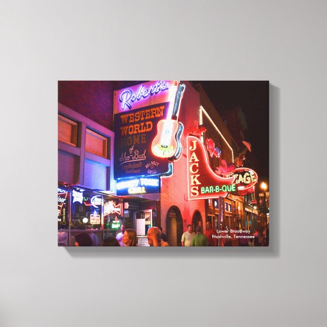Nashville Lower Broadway Wrapped Canvas Prints (Framsida)