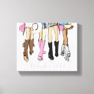Nashville Mode Illustration CowboyBoots Canvastryck