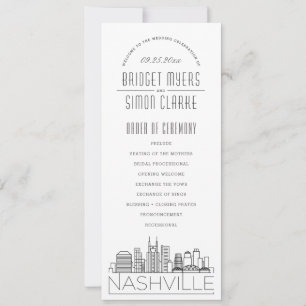 Nashville Modern deco-Bröllopsprogram Inbjudningar