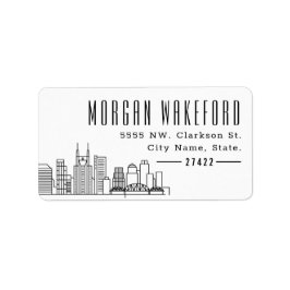 Nashville Modern Deco Skyline Large Adressetikett