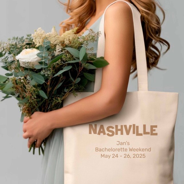 Nashville Modern Minimalist Mocha Bachelorette Tygkasse (Skapare uppladdad)