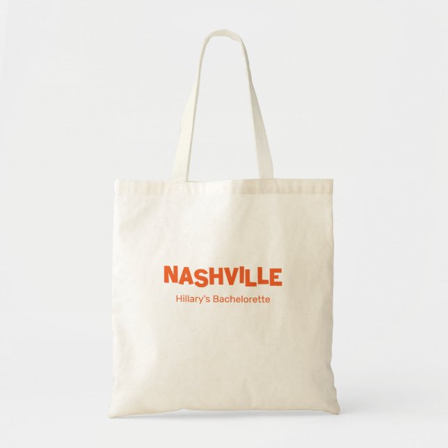 Nashville Modern Minimalist Orange Bachelorette Tygkasse (Framsidan)