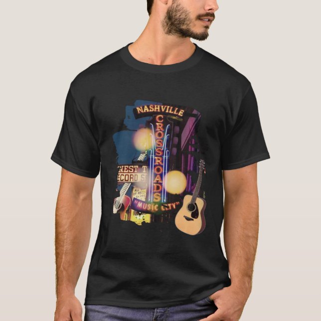 Nashville Music City Design Anpassningsbar Shirts T Shirt (Framsida)