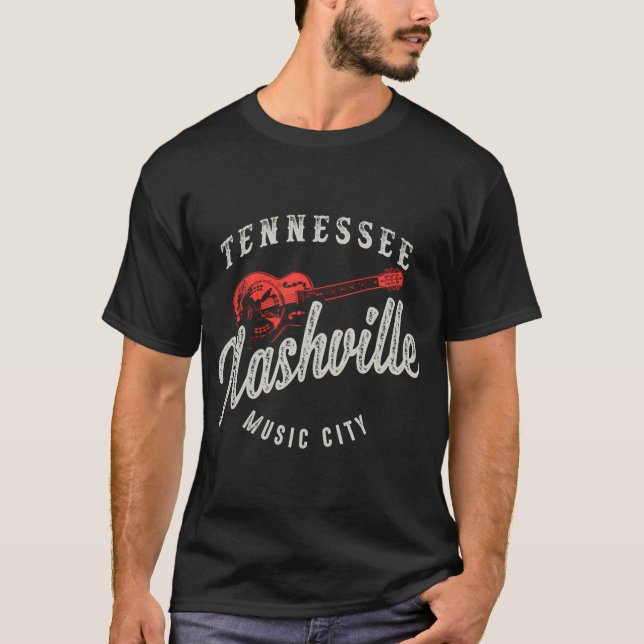 Nashville Music City Guitar T Shirt (Framsida)
