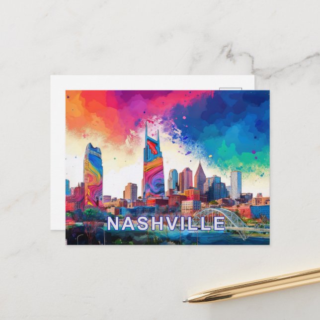 Nashville Music City Postcard Vykort (Fram/Back In Situ)