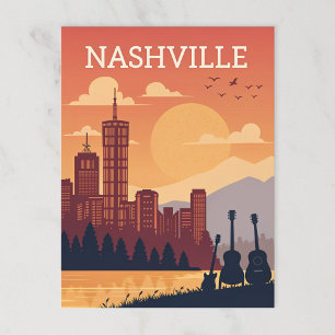 Nashville: Music City Siluett vid solnedgång Vykort