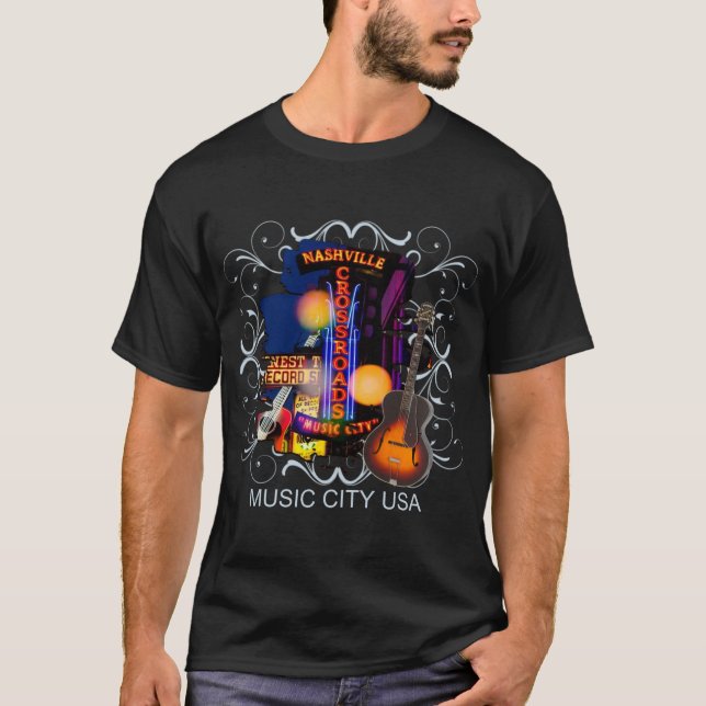 Nashville Music City Vintage T-Shirts (Framsida)