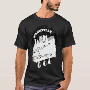 Nashville Music Guitar USA Skyline Silhouette Outl T Shirt