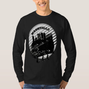 Nashville Musik Gitarr USA Silhuett Stadssiluett K T Shirt