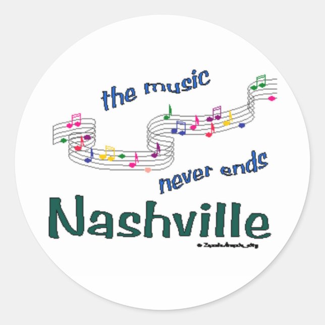 Nashville Musiknoter Runt Klistermärke (Framsida)
