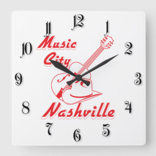 Nashville. Musikstad Fyrkantig Klocka