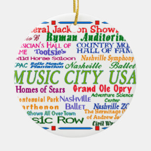 Nashville musikstad julgransprydnad keramik