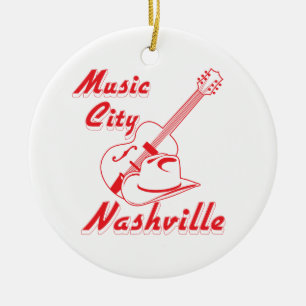 Nashville. Musikstad Julgransprydnad Keramik