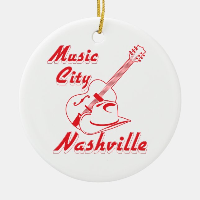 Nashville. Musikstad Julgransprydnad Keramik (Framsidan)