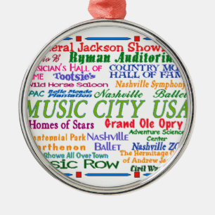 Nashville musikstad julgransprydnad metall