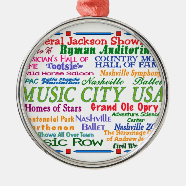 Nashville musikstad julgransprydnad metall (Framsidan)